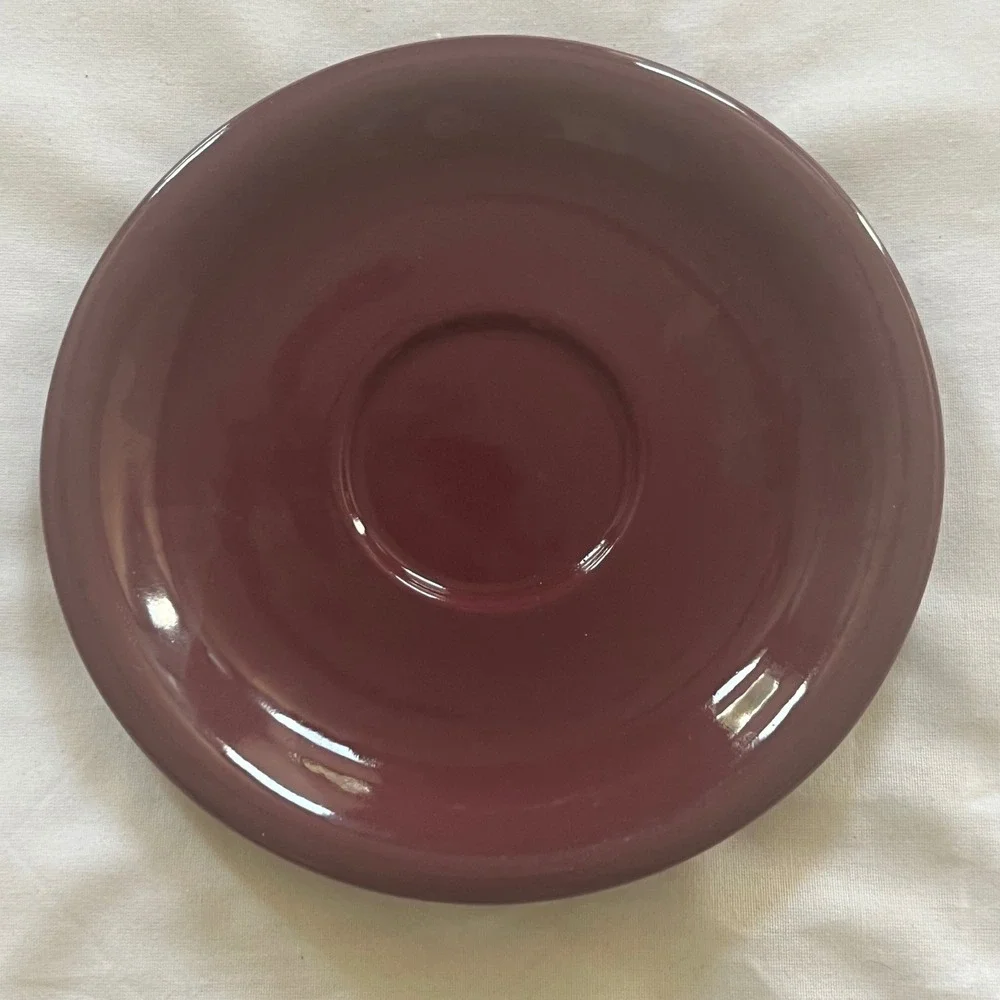 Eddie Bauer Home Burgundy Stoneware Saucer Plate Round Maroon Glossy Indonesia